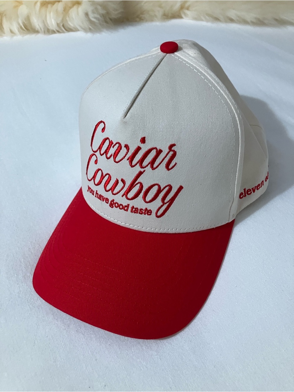 Eleven Eleven Caviar Cowboy trucker hat in red/white